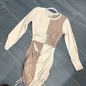 Y2K cut out color block, long sleeve mini dress